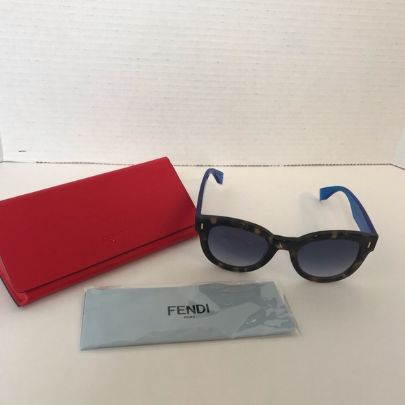 Fendi Gradient Round Sunglasses | Tortoise + Blue - Picture 1 of 9
